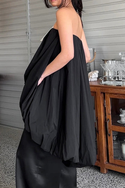 Sexy einfarbige, gerüschte, unregelmäßige trägerlose Kleider