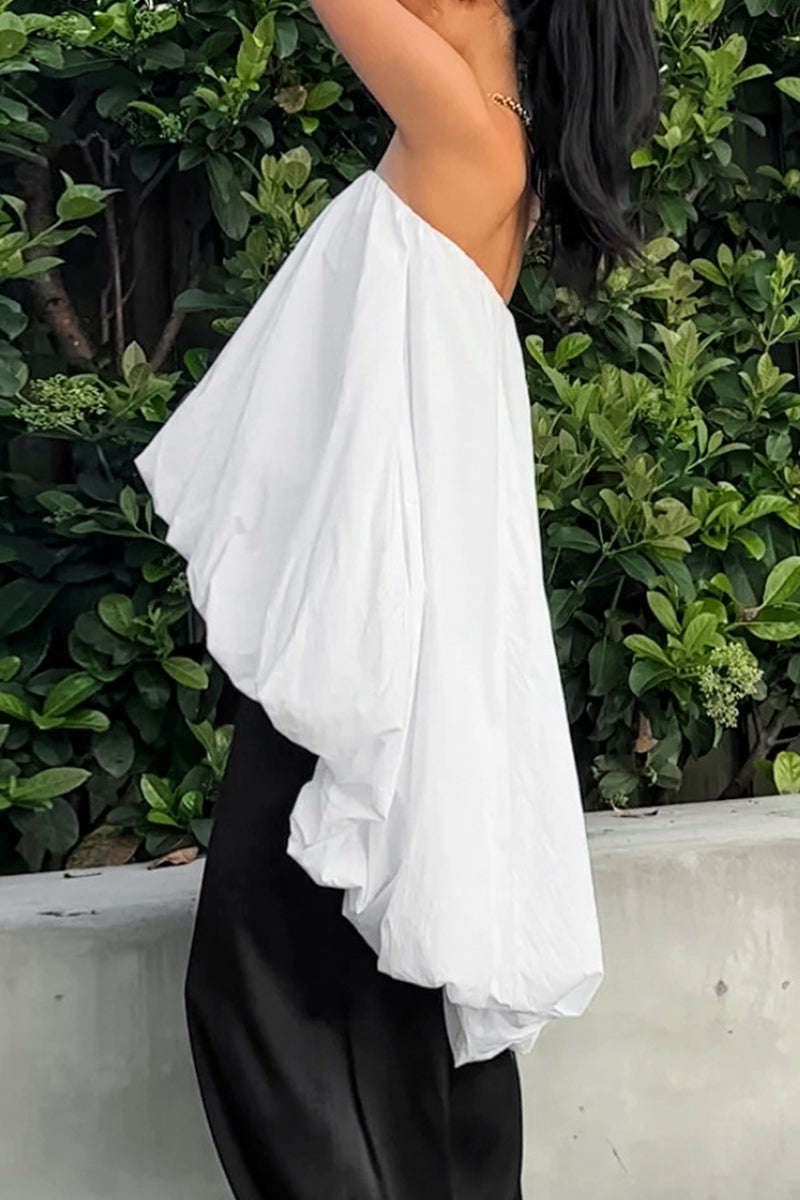 Sexy einfarbige, gerüschte, unregelmäßige trägerlose Kleider