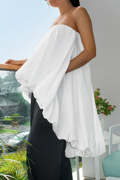 Sexy einfarbige, gerüschte, unregelmäßige trägerlose Kleider