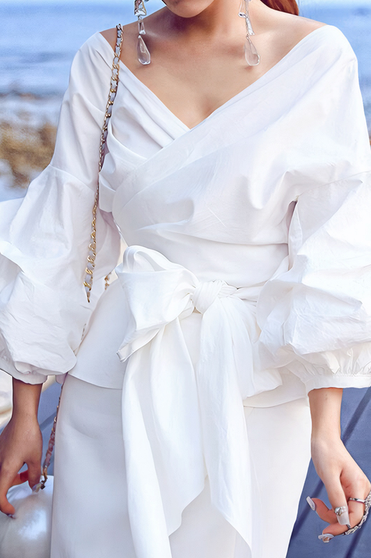 Hauts décontractés à col en V avec bretelles et patchwork de couleur unie