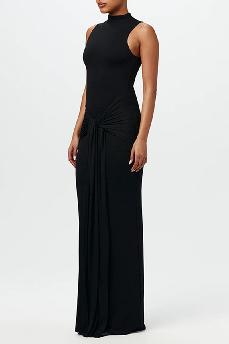 Casual Ruched O Neck Long Dresses(3 Colors)