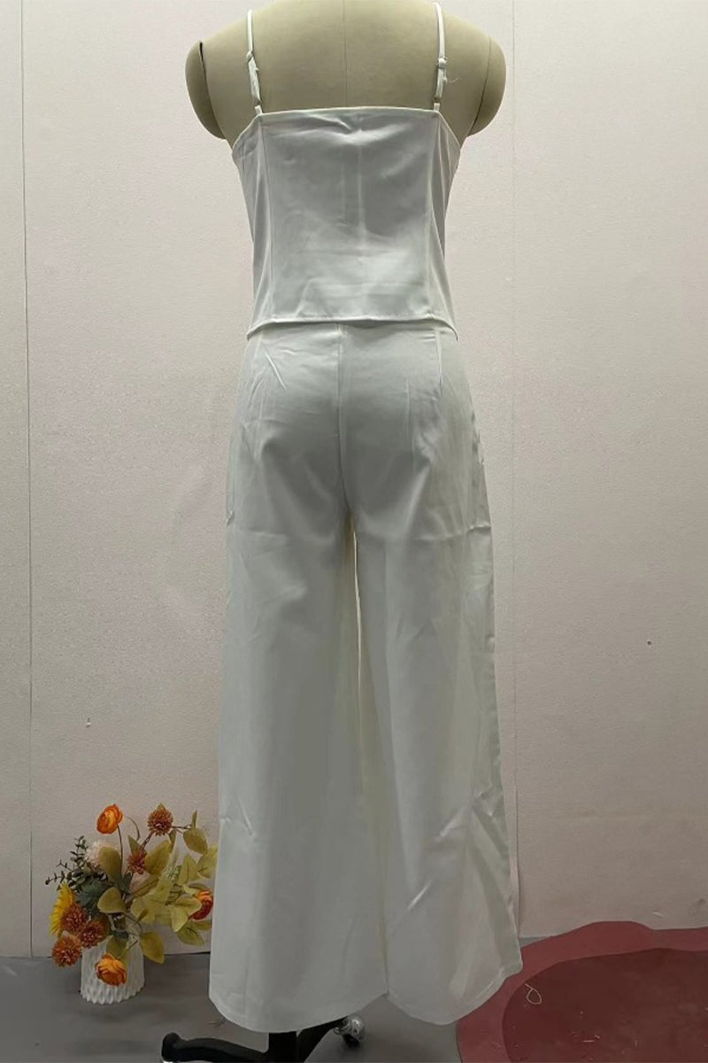 Ensemble deux pièces sexy à bretelles et col en V sans manches (4 couleurs)