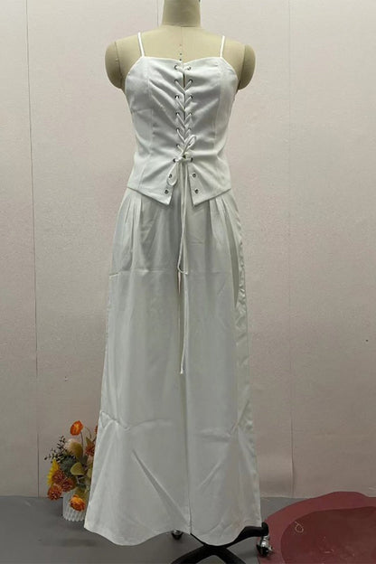 Ensemble deux pièces sexy à bretelles et col en V sans manches (4 couleurs)