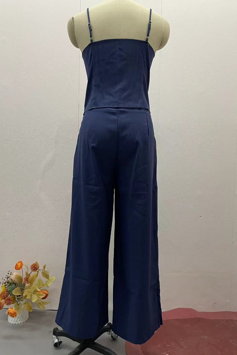 Ensemble deux pièces sexy à bretelles et col en V sans manches (4 couleurs)