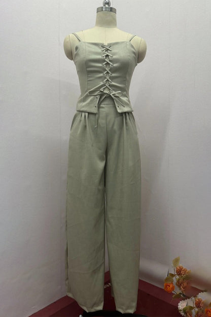 Ensemble deux pièces sexy à bretelles et col en V sans manches (4 couleurs)