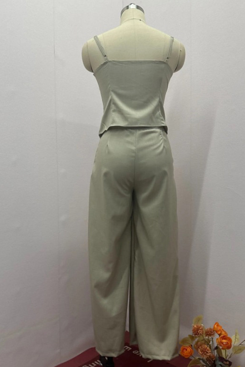 Ensemble deux pièces sexy à bretelles et col en V sans manches (4 couleurs)