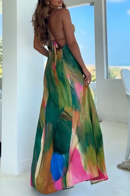 Sexy Neckholder-Kleid mit rückenfreiem Trägerdesign und Farbverlauf