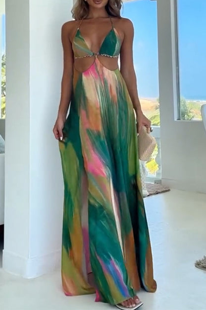 Sexy Neckholder-Kleid mit rückenfreiem Trägerdesign und Farbverlauf