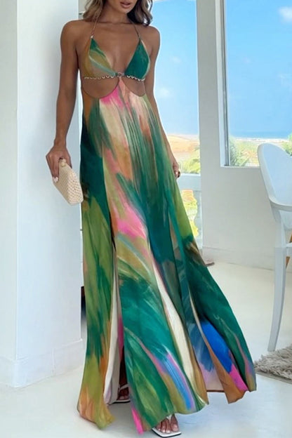 Sexy Neckholder-Kleid mit rückenfreiem Trägerdesign und Farbverlauf