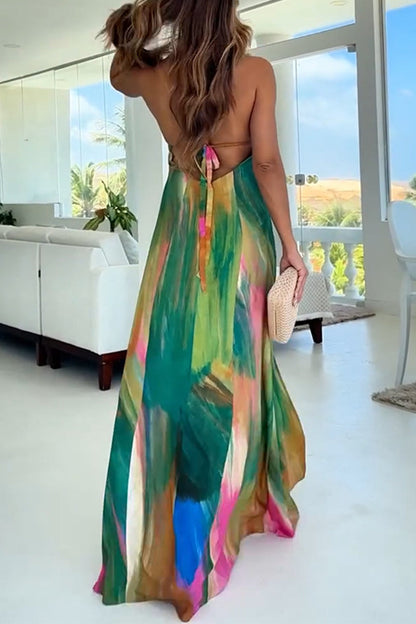 Sexy Neckholder-Kleid mit rückenfreiem Trägerdesign und Farbverlauf