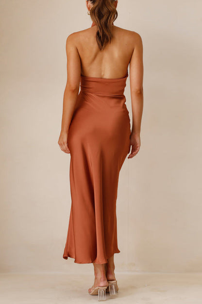 Robe longue sexy à volants et fente (3 couleurs)