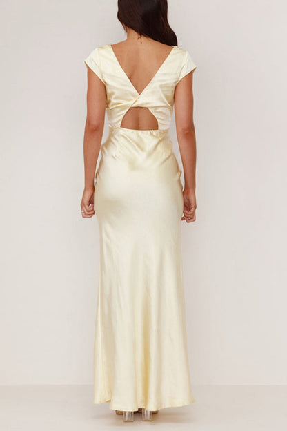 Robe longue sexy dos nu col en V (3 couleurs)