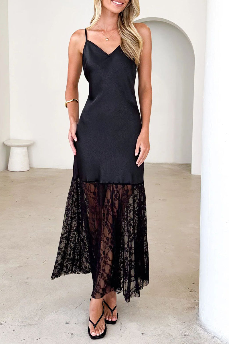 Sexy Lace V Neck Sling Dresses