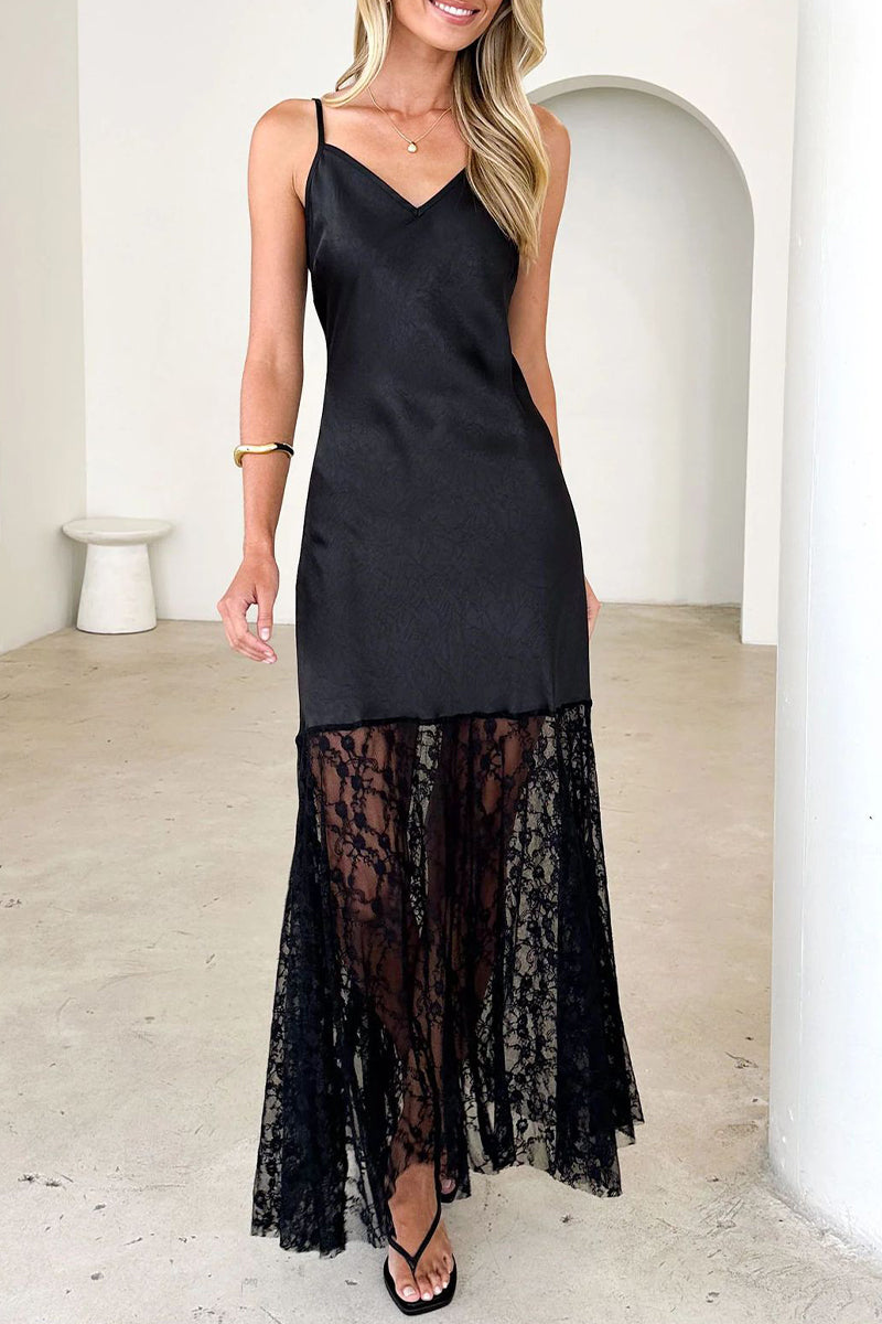 Sexy Lace V Neck Sling Dresses