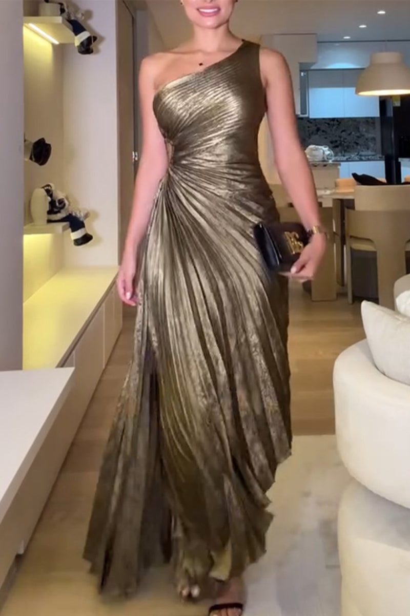 Robe de soirée sexy à épaules tombantes et plissée irrégulière