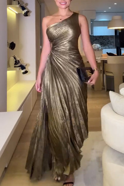 Robe de soirée sexy à épaules tombantes et plissée irrégulière