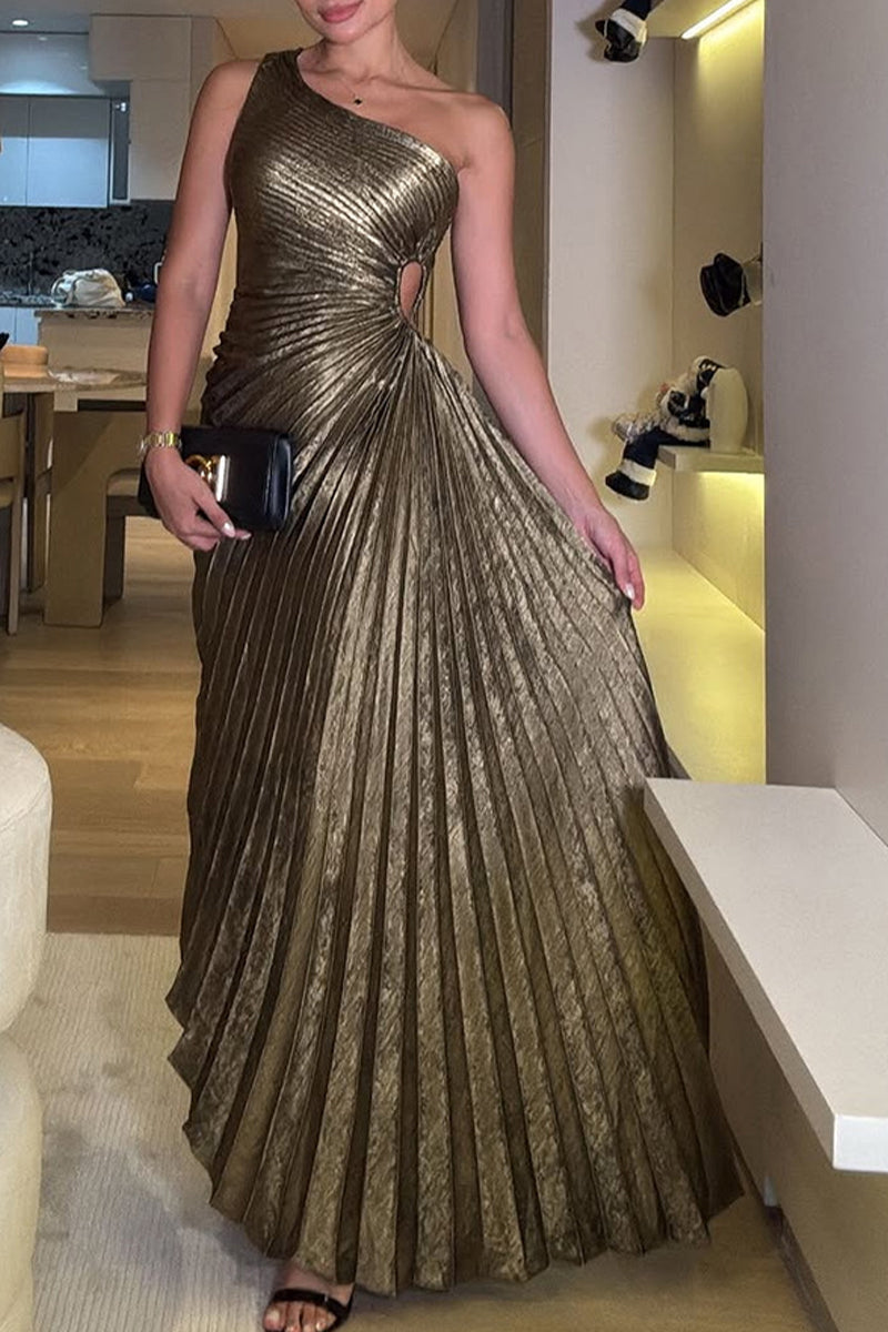 Robe de soirée sexy à épaules tombantes et plissée irrégulière