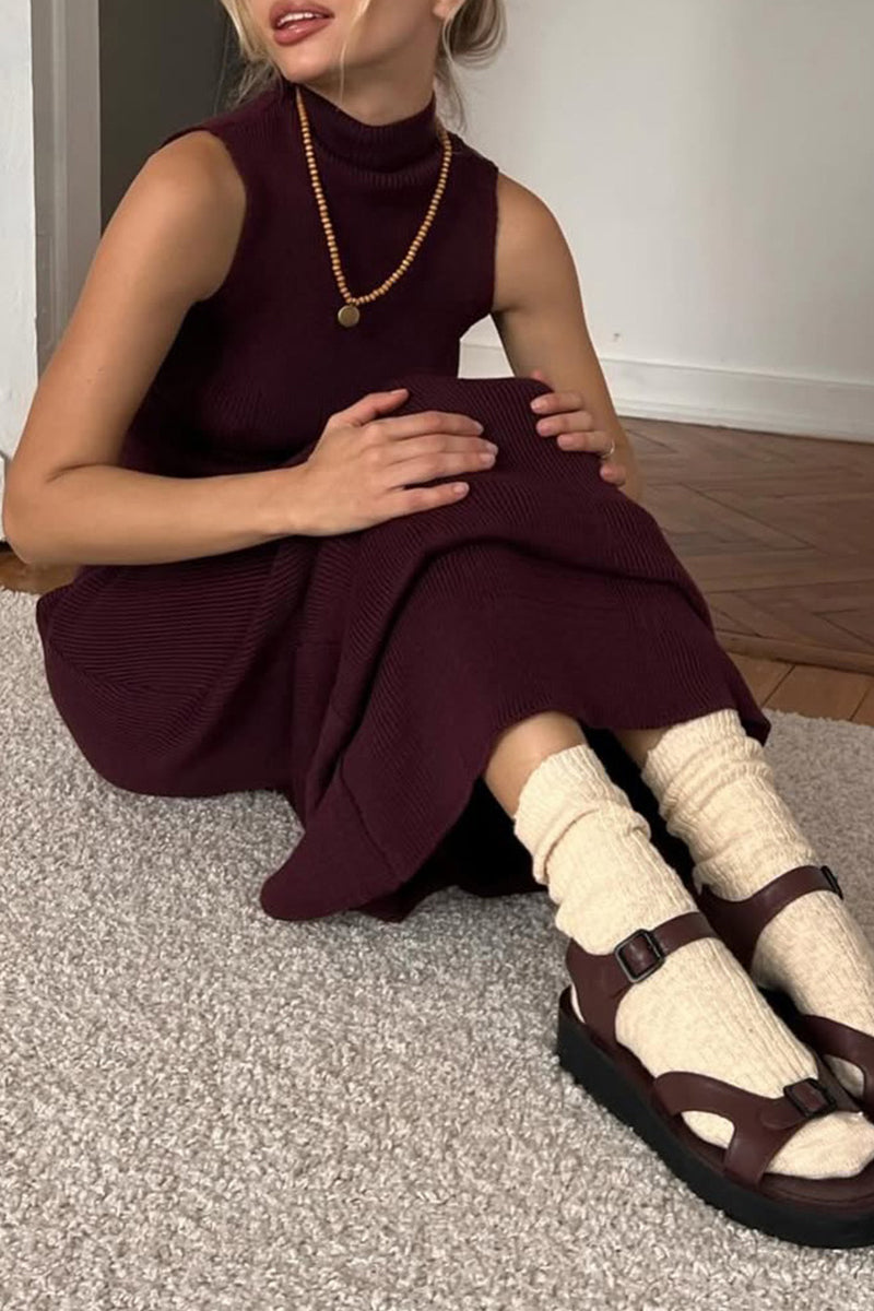 Ensemble deux pièces décontracté à col roulé et sans manches (4 couleurs)