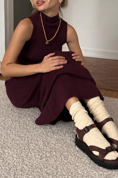 Ensemble deux pièces décontracté à col roulé et sans manches (4 couleurs)