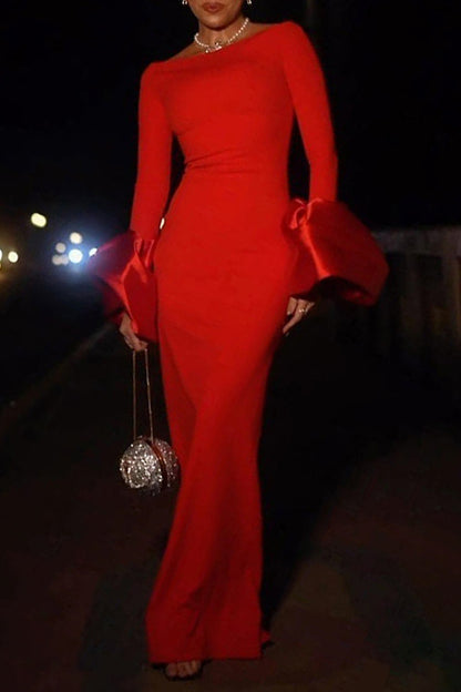 Sexy einfarbige rückenfreie schulterfreie lange Kleider