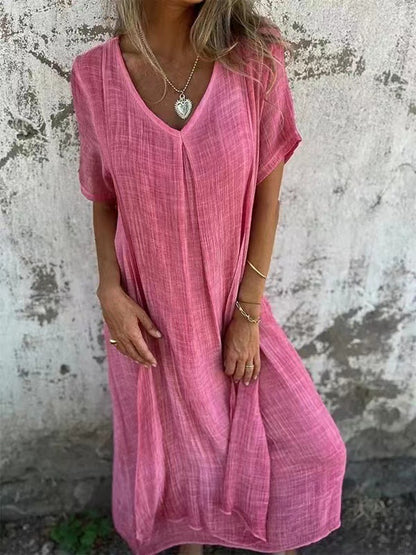 Stylish Cotton V-Neck Dress