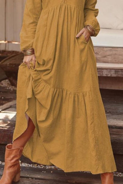 Plus Size V-Neck Tiered Maxi Dress | Flowy & Chic