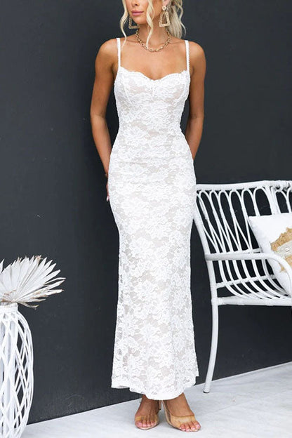 Floral Lace Bodycon Maxi Cami Dress