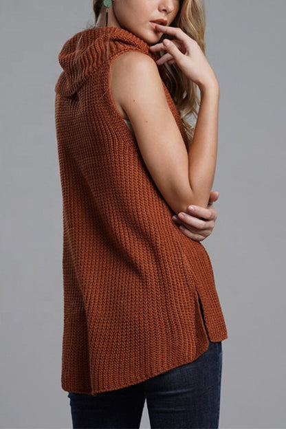 Rosiedress Cowl Neck Side Slit Sleeveless Sweater Vest