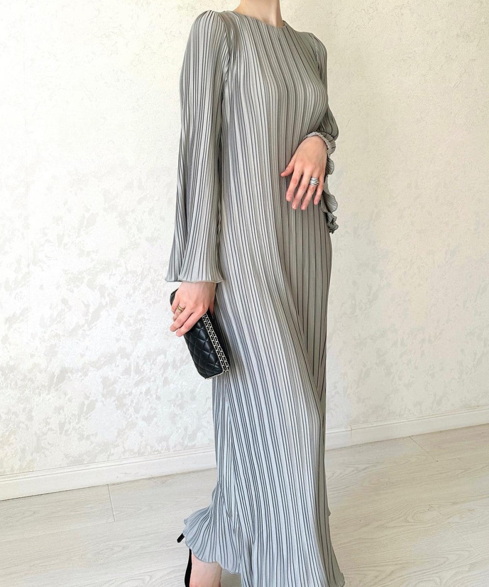 Temperature Flared Sleeve Long Dress