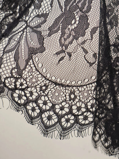 Lace Corset Mini Dress Set with Sheer Overlay