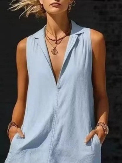 Sleeveless Maxi Dress with Side Pockets