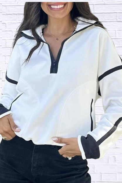 Half Zip Dropped Shoulder Sweatshirt