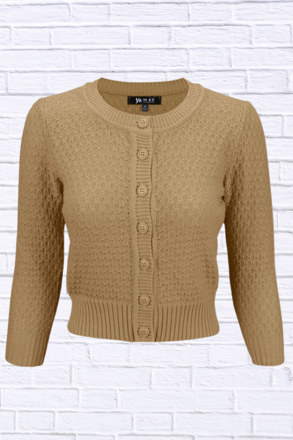 3/4 Sleeve Cute Pattern Cropped Cardigan Sweater