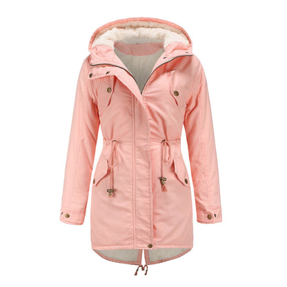 Solid Color Hooded Cotton-Padded Coat