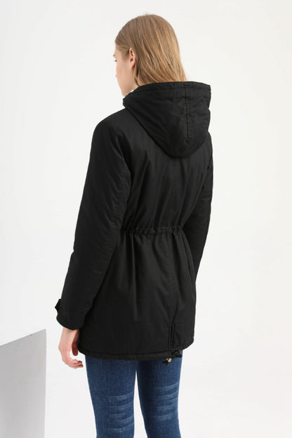 Solid Color Hooded Cotton-Padded Coat