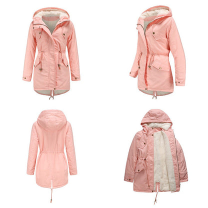 Solid Color Hooded Cotton-Padded Coat