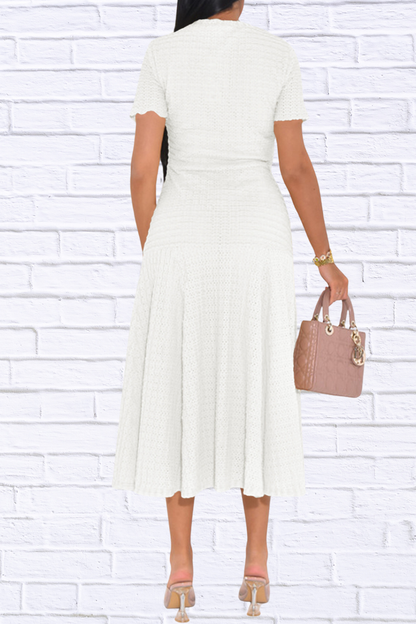 Textured Knit Short Sleeve Dress