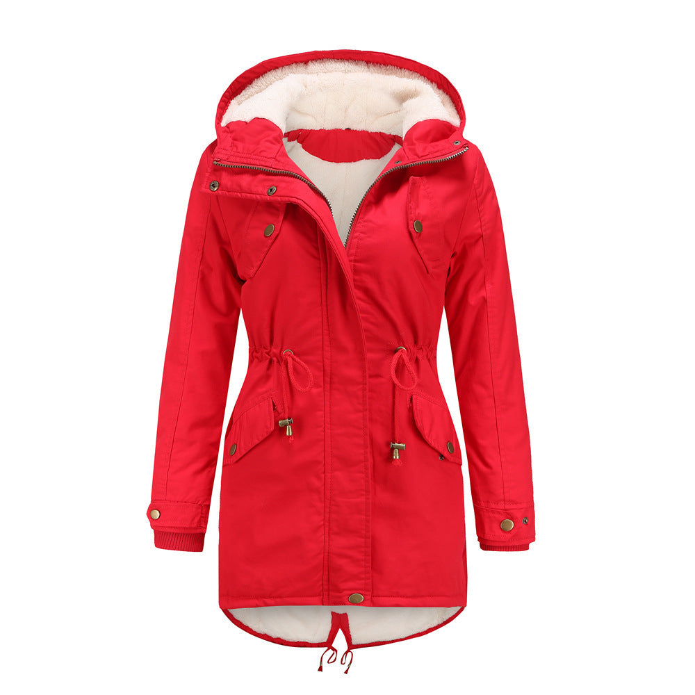 Solid Color Hooded Cotton-Padded Coat