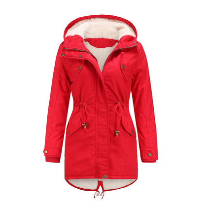 Solid Color Hooded Cotton-Padded Coat