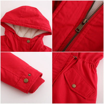 Solid Color Hooded Cotton-Padded Coat