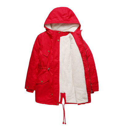 Solid Color Hooded Cotton-Padded Coat