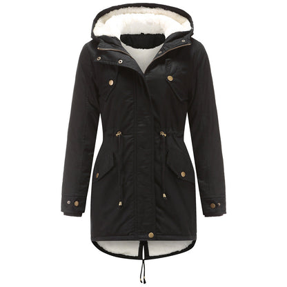 Solid Color Hooded Cotton-Padded Coat