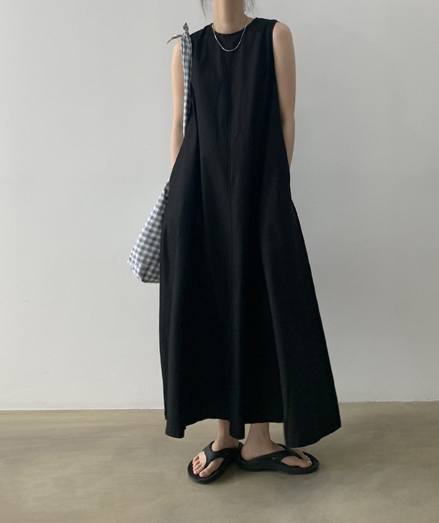 Simple Solid Color Sleeveless Maxi Dress