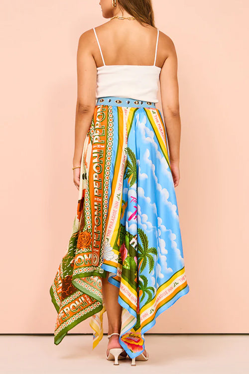 Rosiedress Asymmetric Hem Resort Print Maxi Skirt