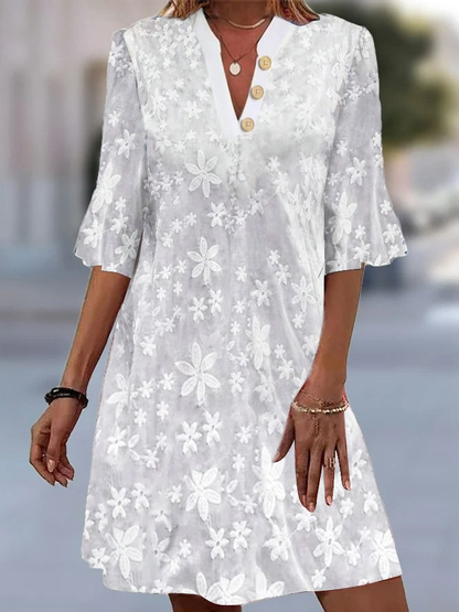 Pure White Casual Lace Dress