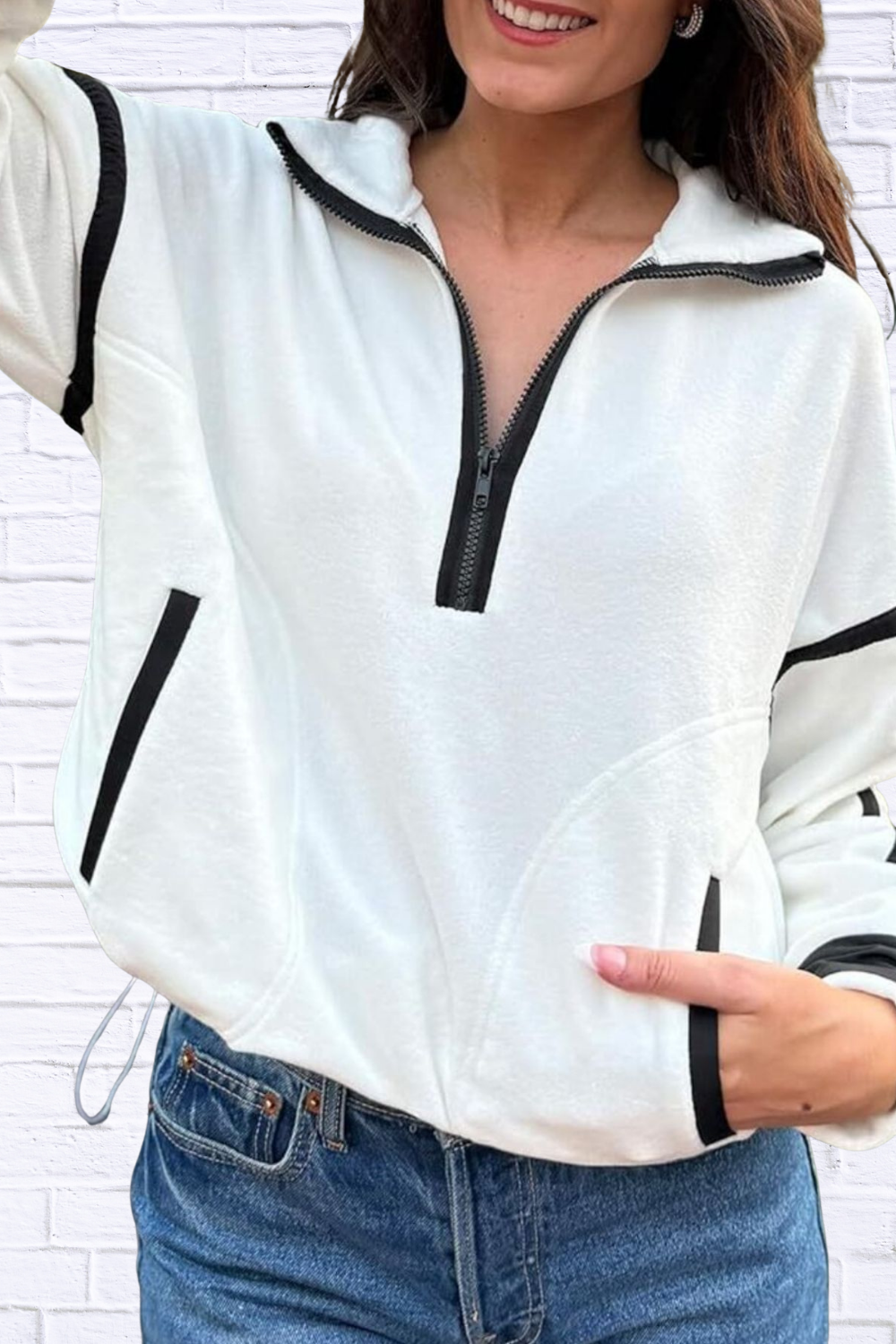 Half Zip Dropped Shoulder Sweatshirt