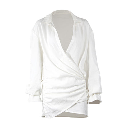 Fiona Long Sleeve White Shirt Dress