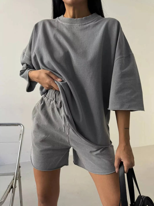 Vintage Wash Oversized Tee and Shorts Set