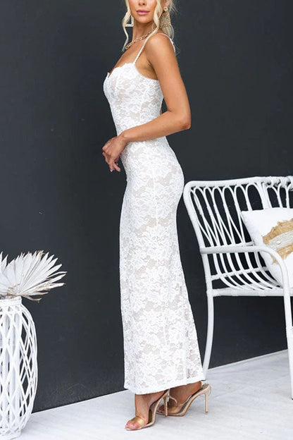 Floral Lace Bodycon Maxi Cami Dress