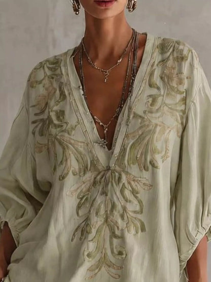 Full Size Embroidered V-Neck Mini Dress Plus Size